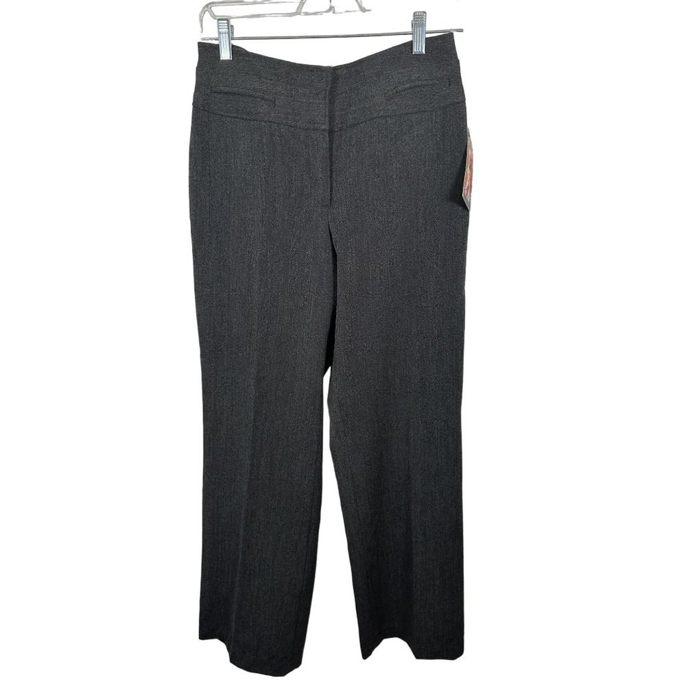 NWT Dalia Collections Womens Pants Size 4‎ Y2K Gray Zip Slacks Stretch